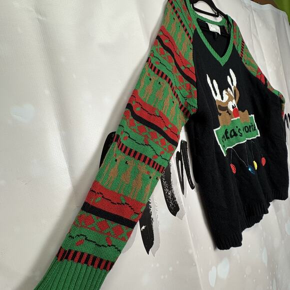 Derek Heart Ugly Christmas Sweater Santa's Favorite‎ Plus Size 3XL Reindeer - Picture 2 of 6